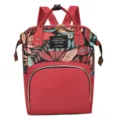 Multifunktionaler roter Wickelrucksack mit floralem Print und großer Fronttasche - Rot