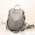 Women nylon anti-theft backpack grey fashion casual school bag daily casual daypack - Khaki
