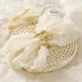 Boheemse tafeldecoratieset met goudblad servetring, gaas servet en geweven placemat voor feest. - 44x44cm / Melkwit
