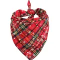 Festive red plaid pet bandana with white snowflake pattern for dogs and cats - Classic Red and Green Plaid Style (C) / 44*44*66cm
