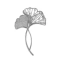 Elegant silver ginkgo leaf brooch with sparkling micro-pave cubic zirconia stones - Silver