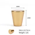 Vista detallada de dimensiones y peso de un pomo cónico para muebles de aleación dorada. - Dorado (LS1716-4)