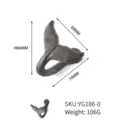 Detailed specifications for rustic cast iron whale tail wall hook with dimensions - 毛胚款(YG186-0)