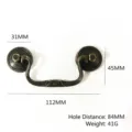 Macro view of vintage bronze zinc alloy furniture handle with dimensions and hole spacing - Arc Classical Handle (LS518)