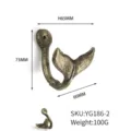 Antique whale tail cast iron wall hook with dimensions and 100g weight specifications - 复古金款(YG186-2)
