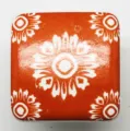 Square Ceramic Cabinet Knob Orange Floral Drawer Pull Hardware for Wardrobe Door Dresser - Square Ceramic Handle (Red) / Red