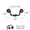 Vintage bronze zinc alloy drawer pull handle with 99mm hole spacing and 130mm total length - Carved Vintage Handle (LS2198)