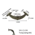Disegno tecnico e dimensioni dell'asta di supporto regolabile in bronzo antico - Stile a Piede Piatto (ZJ198) / Include Viti / Bronzo Antico