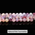 Echte 6mm Pflaumenblüten-Turmalin-Rundperlen in verschiedenen Rosa- und Lilatönen - Natürlicher Rosafarbener Turmalin / 10mm ca. 37 Stk.
