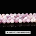 Premium 6mm natürliche Pflaumenblüte Turmalin runde rosa Edelsteinperlen für DIY-Schmuck - 6mm (ca. 60 Stk.) / 1A Natürlicher Pflaumen-Turmalin