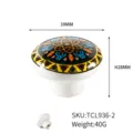Bohemian colorful ceramic drawer knob with mandala pattern and white ceramic base - Bohemian Mandala Pattern (TCL936-2)