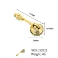 Detailed view of gold plastic furniture handle pull with dimensions 61mm length and 4g weight - Streamlined Style (LS2021) / 61x17x24mm