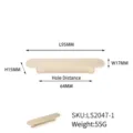Modern gold zinc alloy cabinet pull handle with 64mm hole spacing and 95mm length - Bar Handle (LS2047-1) / LS2047-1 / Brushed Gold