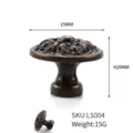 Retro bronze zinc alloy cabinet door knob with floral relief, 25mm width, weight 15g - Exquisite Floral Style (LS004) / Diameter 25mm Height 20mm