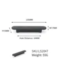 Modern matte black zinc alloy cabinet handle with 64mm hole spacing and 95mm length - Bar Handle (LS2047) / LS2047 / Matte Black