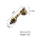 Detailed view of antique bronze zinc alloy drop handle with dimensions and SKU info - Movable Tapered Pendant Handle (LS1178)