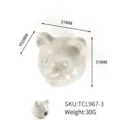 Cute bear-shaped ceramic drawer knob with dimensions for children's furniture - White