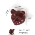 Cute dark brown ceramic bear shaped drawer knob handle for kids room furniture cabinets - Bear Head Style (TCL967-5) / 31x31x32mm / Red