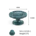 Antiker geschnitzter Schrankgriff aus türkisfarbenem Marmor, 40 mm Durchmesser, Einloch - Smaragdgrüner Blumiger Runder Stil (LS2328-1) / Einloch 40mm x 24mm / Smaragdgrün