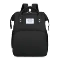 Schwarzer multifunktionaler Wickelrucksack mit großer Kapazität und Stoffaufnäher - Schwarz