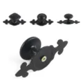 Set of vintage European style black cabinet knobs with decorative backplate detailing - 百搭组合底座(可搭配其他拉手)