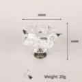 Macro view of a clear flower-shaped acrylic cabinet knob showing 46mm width and weight info - Petal Style (YKL594)