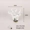 Detailed view of flower-shaped clear acrylic cabinet knob with dimensions and weight - 3D Petal Style (YKL598)