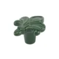 Eleganter grüner Keramik-Möbelknopf in Ahornblattform für Schränke und Schubladen - Ahornblatt Stil (TCL874) / Dunkelgrün