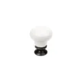 White ceramic cabinet knob with bronze base for furniture drawers and wardrobe doors. - White 522 / White
