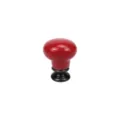Red ceramic cabinet knob with antique bronze metal base for kitchen drawers and doors - Bright Red 523 / Red