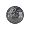 Schwarzer Keramik Moebelknopf mit gepraegtem Blumenmuster, vintage Schubladenknopf rund. - Schwarz