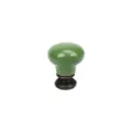 Green ceramic cabinet knob with antique bronze metal base single hole furniture door pull hardware - Green 336 / Green