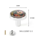 Floral crystal decal drawer knob for cabinets and wardrobes with silver metal base - Vintage Floral Pattern / Silver ls2087-3