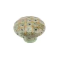 Ceramic cabinet knob with retro grid leopard pattern, single hole drawer pull for furniture. - TCL889 / Green