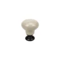 Ceramic cabinet knob off-white drawer pull single hole furniture hardware for wardrobe door - Off White