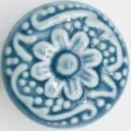Blau-weißer Keramik Möbelknopf, Blumenmuster Schubladenknauf Schrankgriff Hardware. - Grau