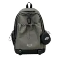 Grand sac à dos gris pour ordinateur avec cordon de serrage et mini pochette assortie. - Vert Militaire