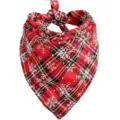 Red plaid dog bandana with white snowflake patterns for Christmas festive season - Red and Black Snowflake Plaid Style (B) / 44*44*66cm