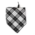 Black and white plaid pet bandana for dogs and cats, soft cotton triangle scarf accessory. - 44*44*66 / Double Black and White
