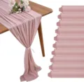 Lot de chemins de table en mousseline rose poudré pour décoration de fête de mariage - 70x300cm / Pêche