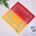 Pañuelo cuadrado de paisley con degradado rojo y amarillo para deportes al aire libre - Amarillo Rojo