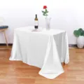 Mantel rectangular de satén blanco para fiesta de bodas y decoración de mesa de comedor. - 145*260 / Blanco