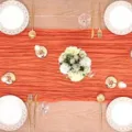 Elegante runner da tavola in garza di cotone terracotta con trama stropicciata per matrimoni - 90*300 / Arancione