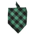 Green and black plaid pet bandana, soft cotton dog triangle bib and cat kerchief for daily wear. - 44*44*66 / Green and Black