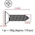 Cross drive countersunk self-tapping screw dimensions and weight specifications - 100g (Approx. 119 pcs) / M4*12