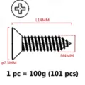Black M4 x 14mm countersunk cross self-tapping screw for furniture, 100g per 101 pieces - 100g (Approx. 101 pcs) / M4*14
