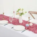 Runner da tavola in garza rosa polvere per decorazioni eleganti di matrimoni - 90*300 / Rosa antico