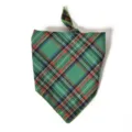 Green plaid pet bandana, classic tartan dog triangle bib, soft cotton cat headscarf. - 44*44*66 / Raw Green