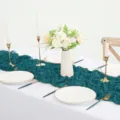 Runner da tavola in garza verde scuro per decorazioni nuziali e feste. - 90*300 / blu-verde