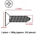 Phillips countersunk self-tapping screw pack 100g with approximately 312 pieces - 100g (Approx. 312 pcs)
